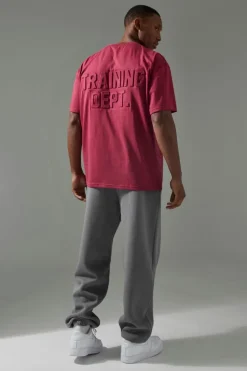 Sale boohooMAN Man Active Training Dept Oversized Embossed T-shirt berry