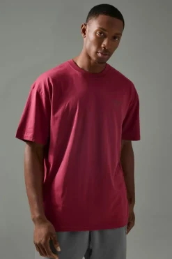 Sale boohooMAN Man Active Training Dept Oversized Embossed T-shirt berry