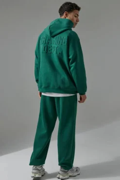 Shop boohooMAN Man Active Training Dept Oversized Embossed Jogger green