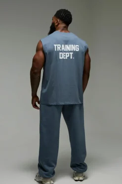 Online boohooMAN Man Active Training Dept. Oversized Tank blue