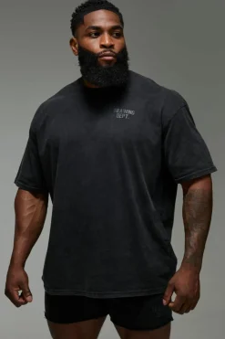 Hot boohooMAN Man Active Training Dept. Oversized Washed T-shirt black