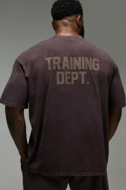 Hot boohooMAN Man Active Training Dept. Oversized Washed T-shirt chocolate