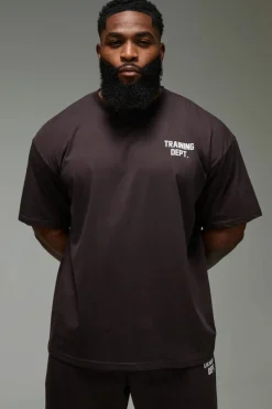 Outlet boohooMAN Man Active Training Dept. Oversized T-shirt dark brown