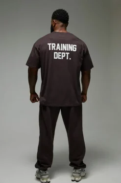 Outlet boohooMAN Man Active Training Dept. Oversized T-shirt dark brown
