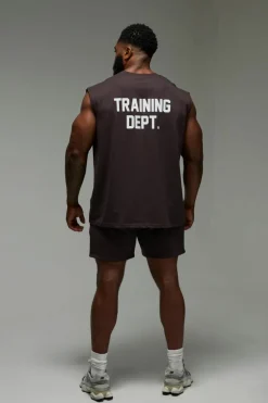 Shop boohooMAN Man Active Training Dept. Oversized Tank dark brown