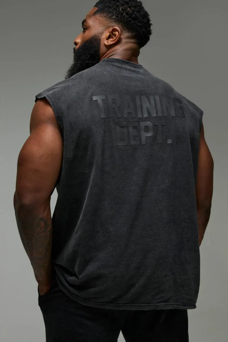 Clearance boohooMAN Man Active Training Dept. Oversized Washed Tank black
