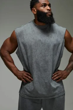 Cheap boohooMAN Man Active Training Dept. Oversized Washed Tank grey