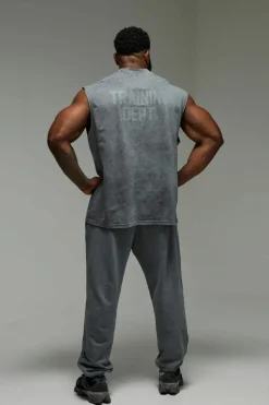 Cheap boohooMAN Man Active Training Dept. Oversized Washed Tank grey