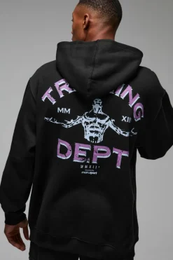 Store boohooMAN Man Active Training Dept Oversized Hoodie black