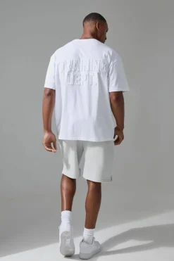 Outlet boohooMAN Man Active Training Dept Oversized Embossed T-shirt white