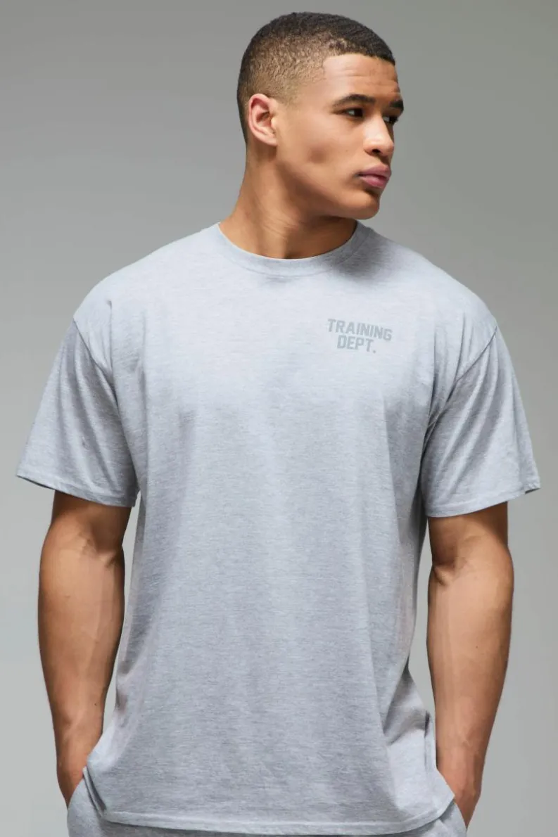 Store boohooMAN Man Active Training Dept Oversized T-shirt grey marl
