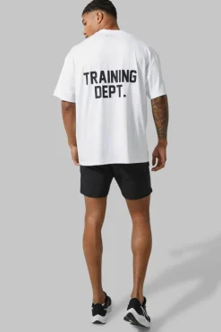 Cheap boohooMAN Man Active Training Dept Performance Oversized T Shirt white