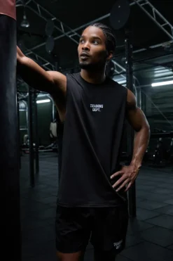 Best Sale boohooMAN Man Active Training Dept Perforated Performance Tank black