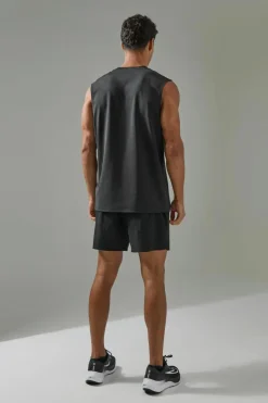 Best Sale boohooMAN Man Active Training Dept Perforated Performance Tank black