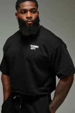 Online boohooMAN Man Active Training Dept Short Cropped Sleeve Sweat black