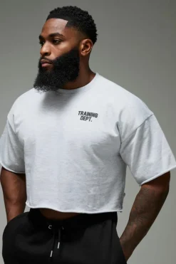 Best Sale boohooMAN Man Active Training Dept Short Cropped Sleeve Sweat grey marl