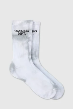 Clearance boohooMAN Man Active Training Dept Tie-dye Crew Socks light grey