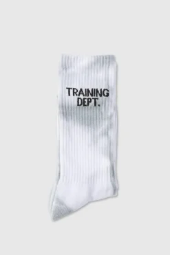 Clearance boohooMAN Man Active Training Dept Tie-dye Crew Socks light grey