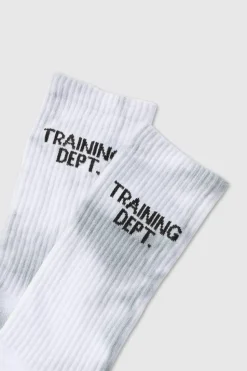 Clearance boohooMAN Man Active Training Dept Tie-dye Crew Socks light grey