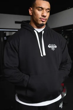 Cheap boohooMAN Man Active X OG Gym Oversized Hoodie black