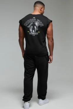 Sale boohooMAN Man Active X OG Gym Oversized Rag Top black
