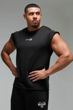 Sale boohooMAN Man Active X OG Gym Oversized Rag Top black