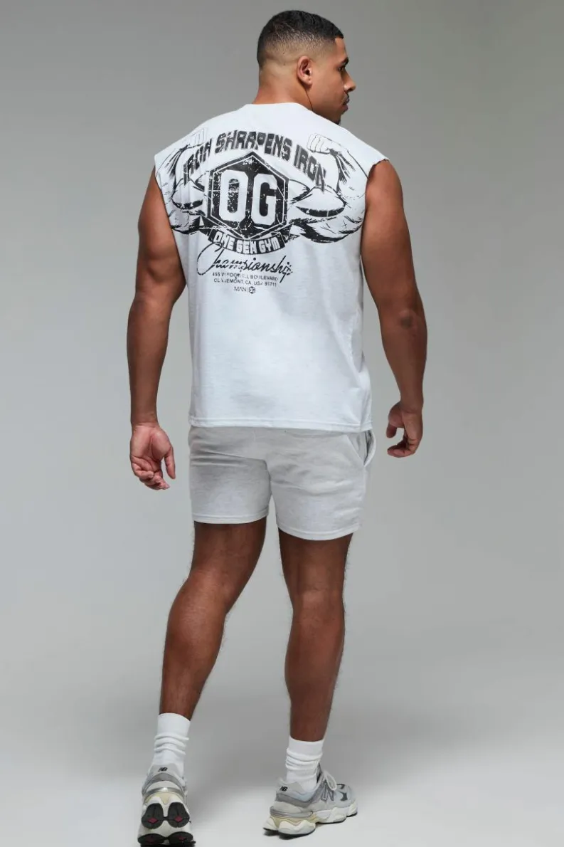 Store boohooMAN Man Active X OG Gym Oversized Sleeveless T-shirt grey marl