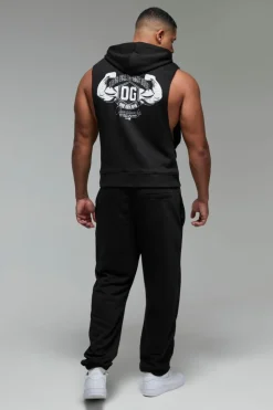 Best boohooMAN Man Active X OG Gym Oversized Sleeveless Hoodie black
