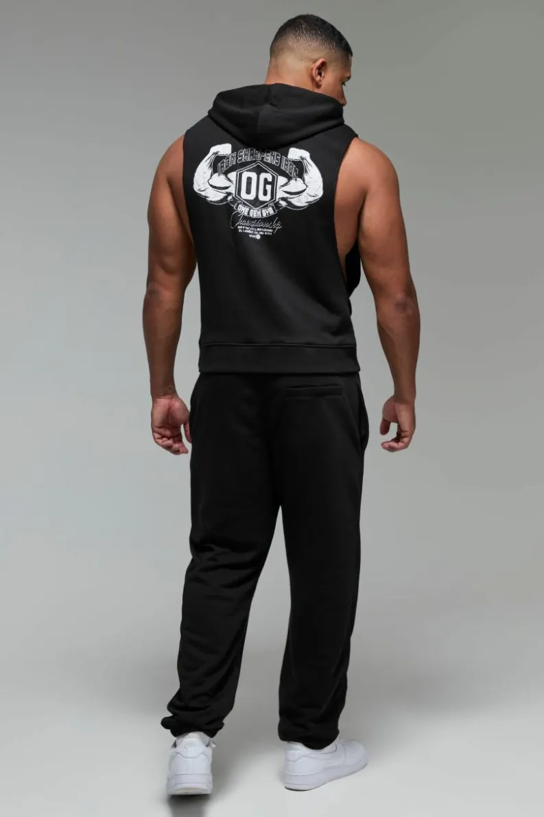 Best boohooMAN Man Active X OG Gym Oversized Sleeveless Hoodie black