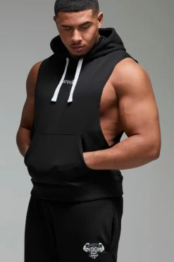 Best boohooMAN Man Active X OG Gym Oversized Sleeveless Hoodie black