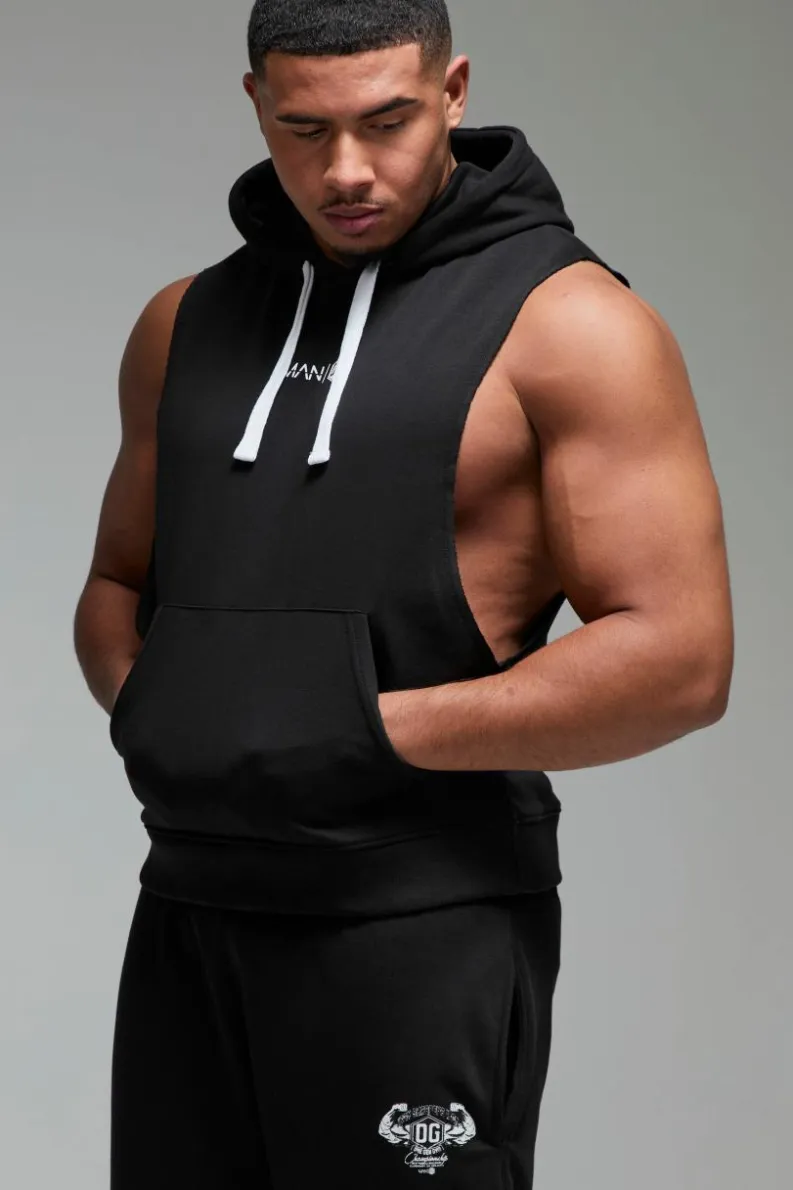Best boohooMAN Man Active X OG Gym Oversized Sleeveless Hoodie black