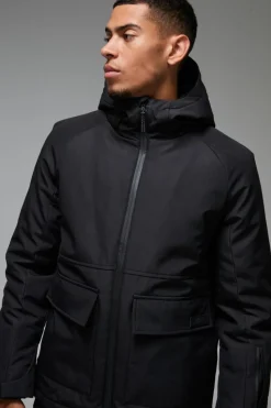 Clearance boohooMAN Man Active Zip Thru Ski Jacket black