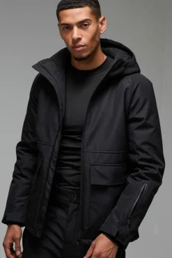 Clearance boohooMAN Man Active Zip Thru Ski Jacket black