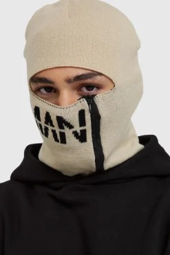 Online boohooMAN Man Dash Zip Detail Face Covering ecru