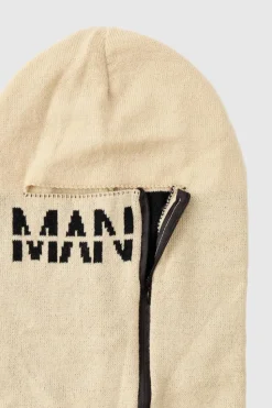 Online boohooMAN Man Dash Zip Detail Face Covering ecru