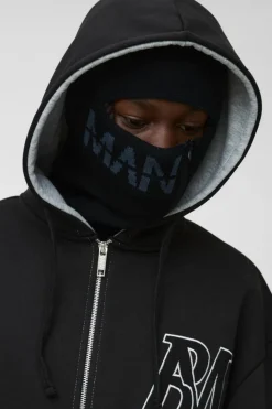 Shop boohooMAN Man Dash Zip Detail Face Covering black