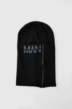 Shop boohooMAN Man Dash Zip Detail Face Covering black