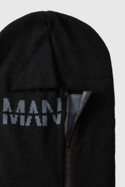 Shop boohooMAN Man Dash Zip Detail Face Covering black