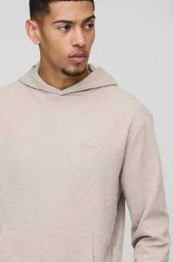 Discount boohooMAN Man Embroidered Waffle Hooded Tracksuit oatmeal
