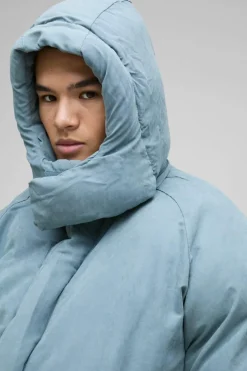 Flash Sale boohooMAN Man Extreme Heavy Padded Hooded Puffer Coat In dusty blue