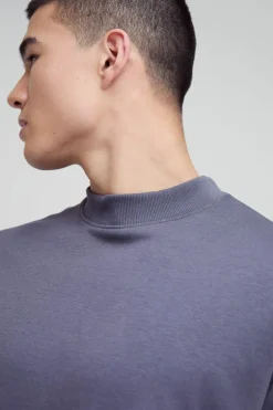 Outlet boohooMAN Man Oversized Extended Neck Heavy Interlock Ribbed Cuff T-shirt charcoal