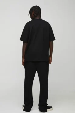 Clearance boohooMAN Man Oversized Extended Neck Heavy Interlock T-shirt black