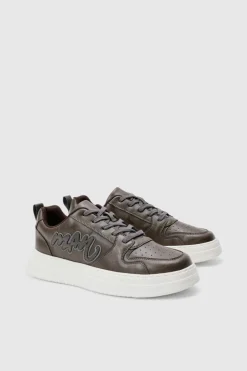 New boohooMAN Man PU Chunky Sole Trainer In chocolate