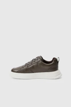 New boohooMAN Man PU Chunky Sole Trainer In chocolate
