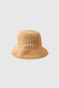 Fashion boohooMAN Man Raffia Bucket Hat In natural