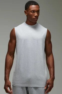 Fashion boohooMAN Man Reg Fit Gym Tank grey marl