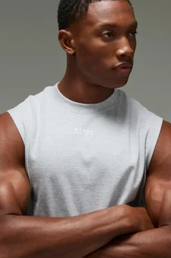 Fashion boohooMAN Man Reg Fit Gym Tank grey marl