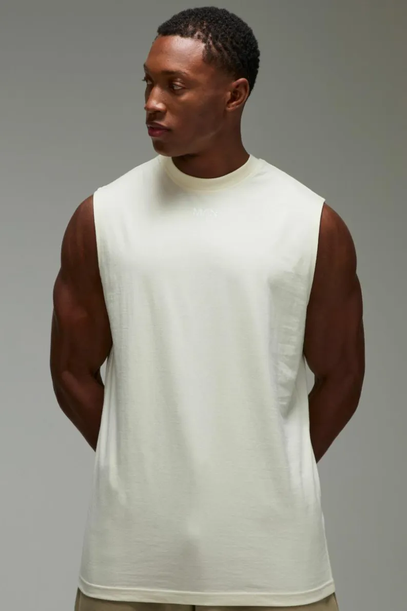 Hot boohooMAN Man Reg Fit Gym Tank white