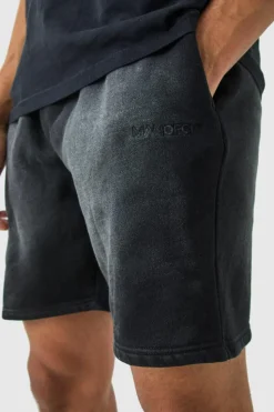 Discount boohooMAN Man Relaxed Fit Sun Bleach Washed Shorts black