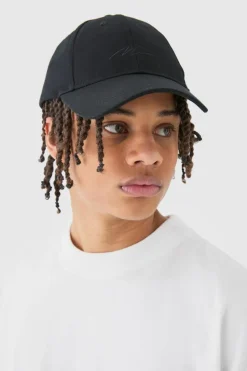 Cheap boohooMAN Man Signature Basic Baseball Cap In black